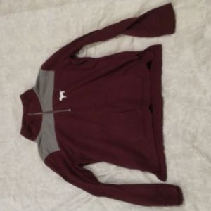 Victoria Secret PINK Maroon and gray 1/4 zip up Sweatshirt.